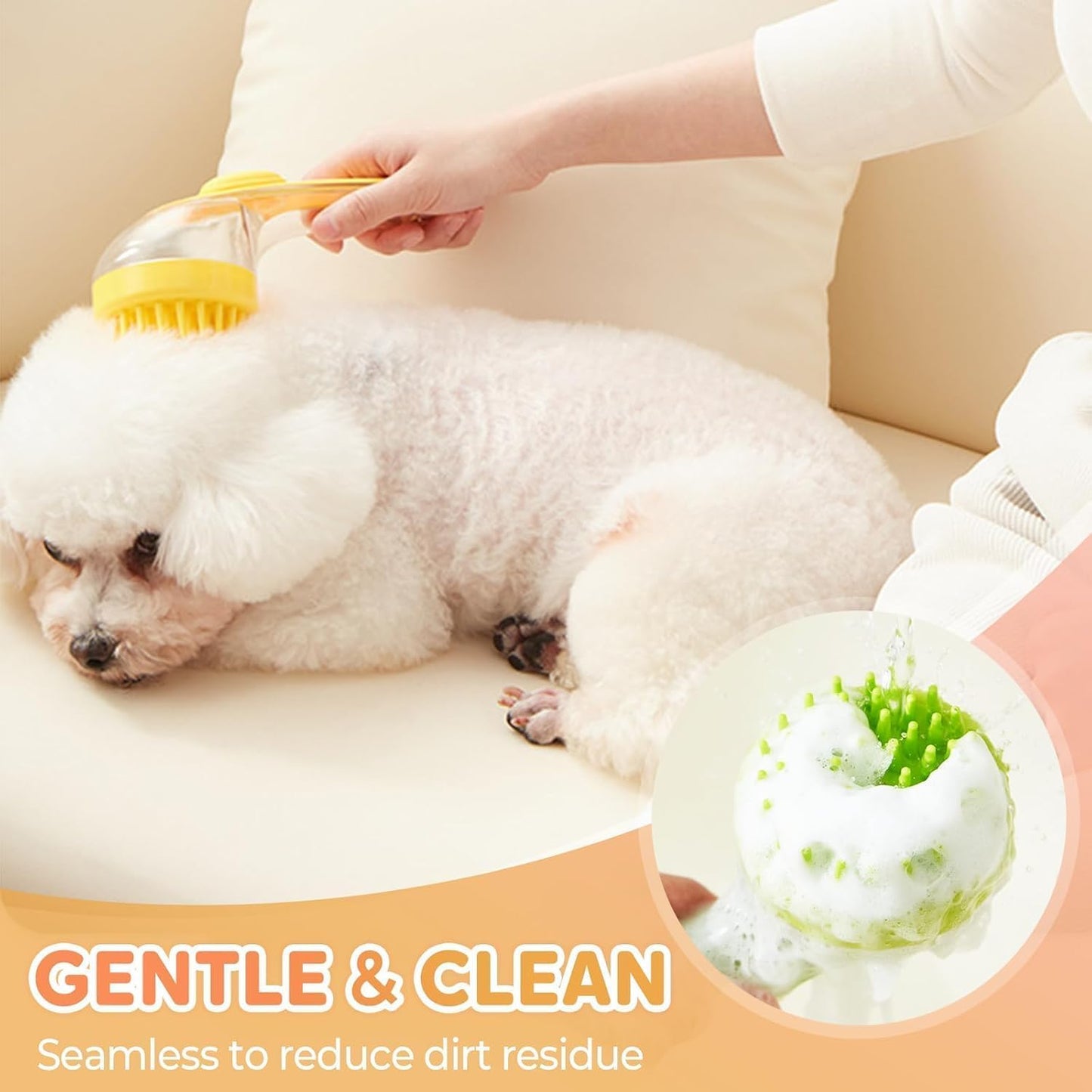 Transform Bath Time into a Spa Experience with the 2-in-1 Dog Bath Brush and Soap Dispenser - Perfect for All Breeds!