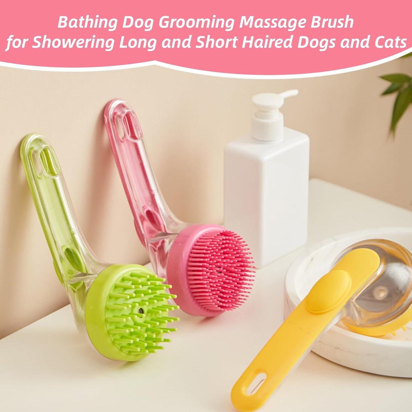 Transform Bath Time into a Spa Experience with the 2-in-1 Dog Bath Brush and Soap Dispenser - Perfect for All Breeds!